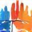Diverse hands together
